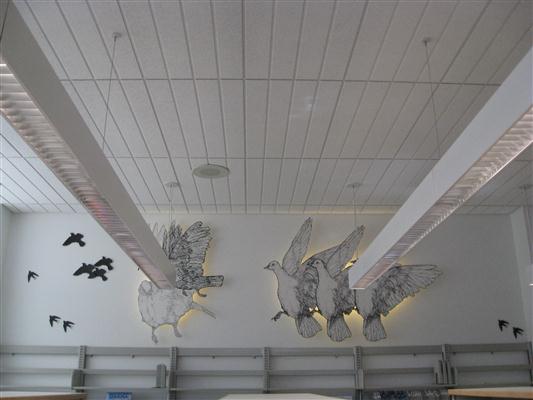 Lightlines and Wall of Birds In Flight